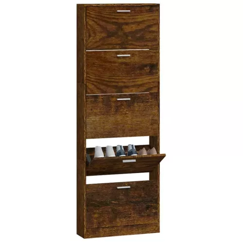  füstös tölgy színű szerelt fa cipősszekrény 59 x 17 x 169 cm
