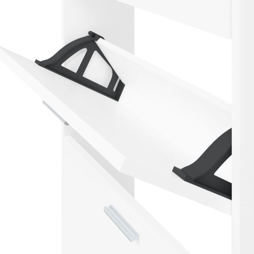  fehér szerelt fa cipősszekrény 59 x 17 x 150 cm