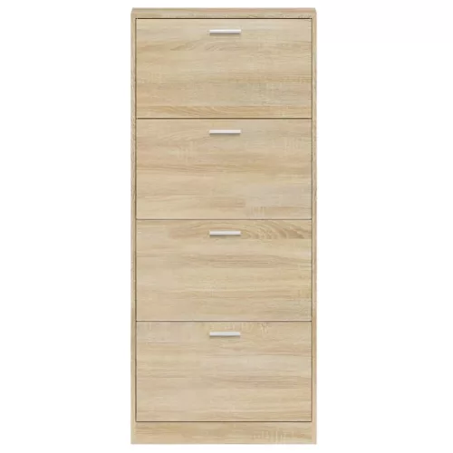  tölgyszínű szerelt fa cipősszekrény 59x17x150 cm