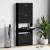 fekete szerelt fa cipősszekrény 59x17x150 cm