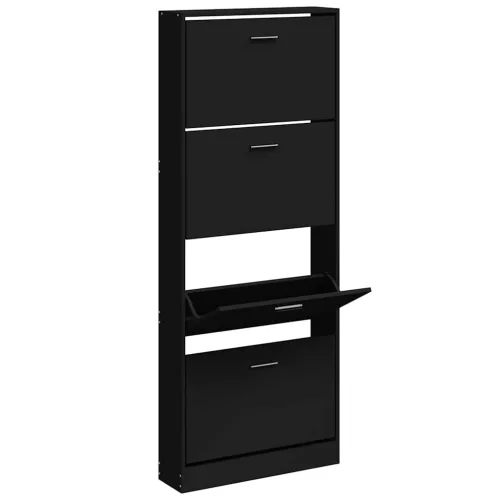  fekete szerelt fa cipősszekrény 59x17x150 cm