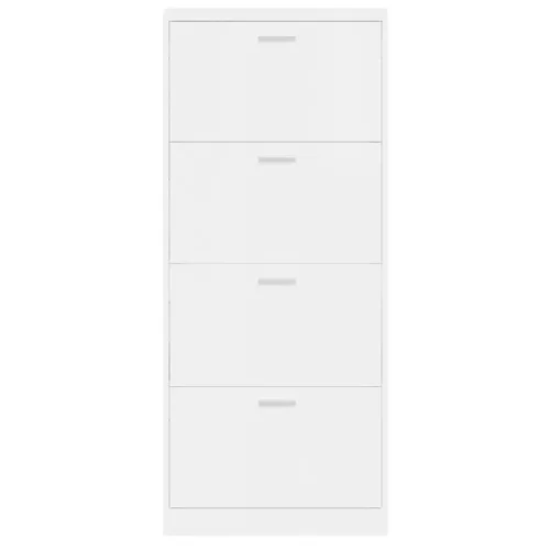  magasfényű fehér szerelt fa cipőszekrény 59x17x150 cm