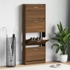  barna tölgyszínű szerelt fa cipősszekrény 59 x 17 x 150 cm