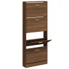  barna tölgyszínű szerelt fa cipősszekrény 59 x 17 x 150 cm