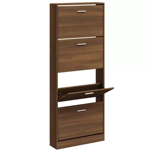  barna tölgyszínű szerelt fa cipősszekrény 59 x 17 x 150 cm