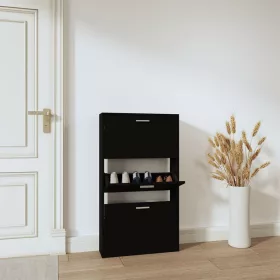  fekete szerelt fa cipősszekrény 59x17x108 cm