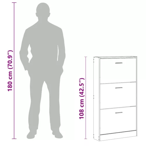  betonszürke szerelt fa cipőszekrény 59x17x108 cm