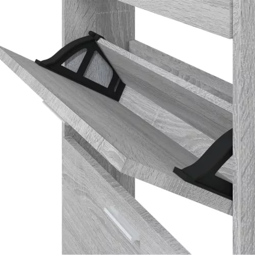  szürke sonoma színű szerelt fa cipősszekrény 59x17x108 cm