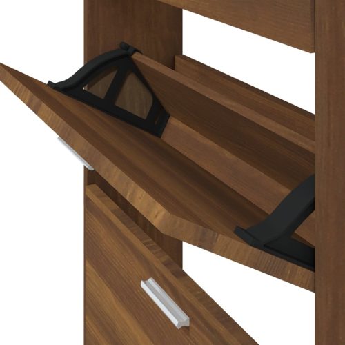  barna tölgyszínű szerelt fa cipősszekrény 59 x 17 x 150 cm