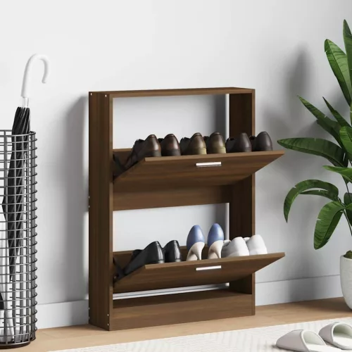  barna tölgyszínű szerelt fa cipősszekrény 59x17x81 cm