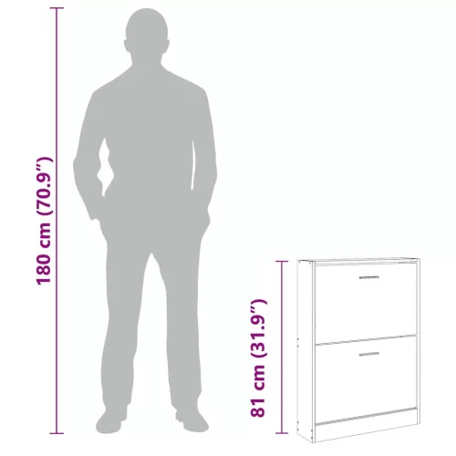  barna tölgyszínű szerelt fa cipősszekrény 59x17x81 cm