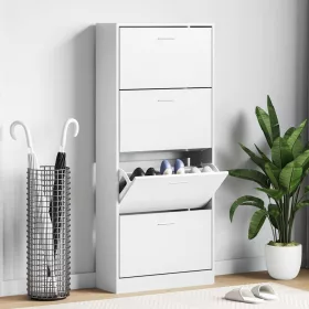  fehér szerelt fa cipősszekrény 63x24x147 cm