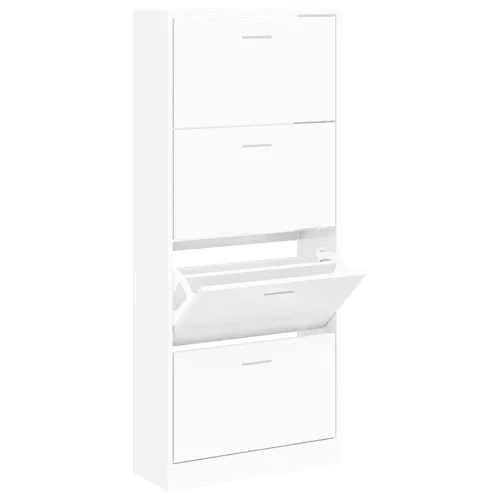  fehér szerelt fa cipősszekrény 63x24x147 cm