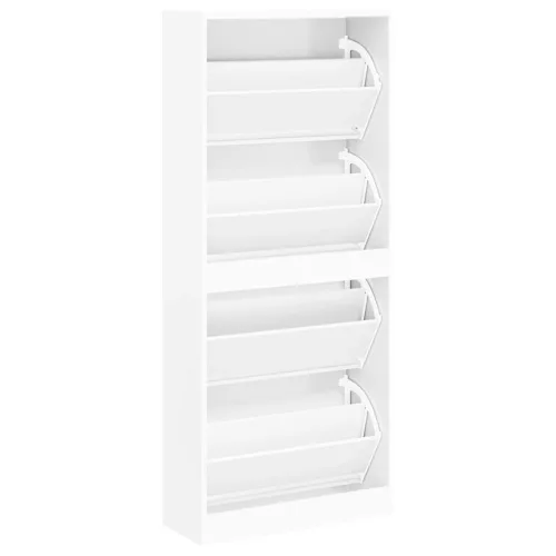  fehér szerelt fa cipősszekrény 63x24x147 cm