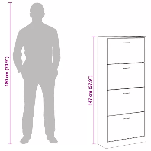  sonoma tölgy színű szerelt fa cipőszekrény 63x24x147 cm