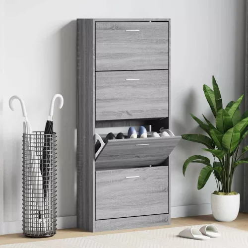  szürke sonoma színű szerelt fa cipősszekrény 63x24x147 cm