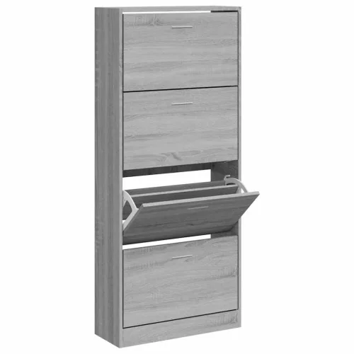  szürke sonoma színű szerelt fa cipősszekrény 63x24x147 cm