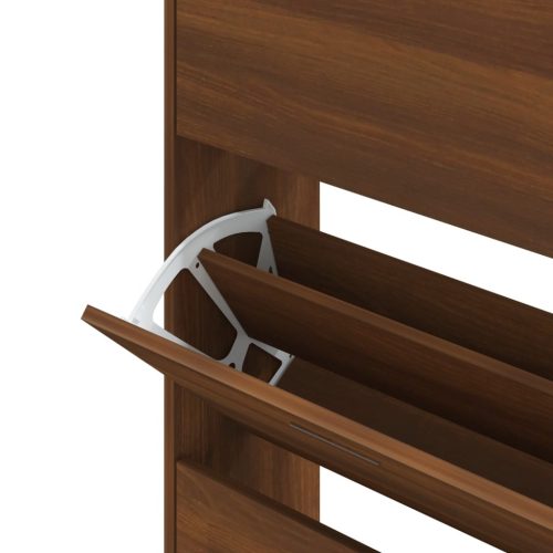  barna tölgy színű szerelt fa cipősszekrény 63x24x147 cm