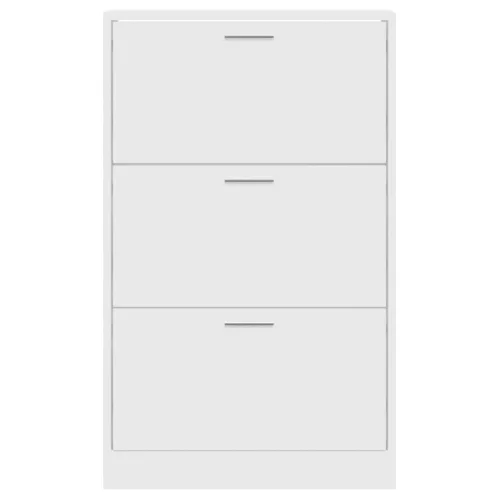  magasfényű fehér szerelt fa cipőszekrény 63x24x103 cm