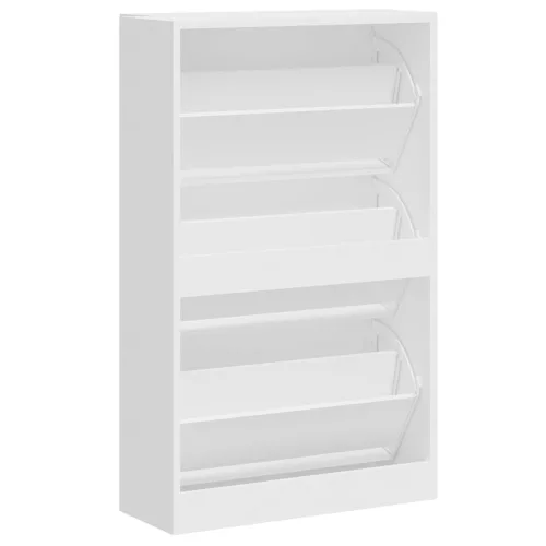  magasfényű fehér szerelt fa cipőszekrény 63x24x103 cm