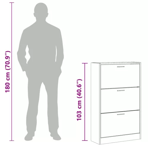  barna tölgyszínű szerelt fa cipősszekrény 63x24x103 cm