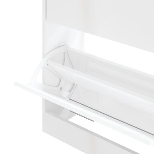  magasfényű fehér szerelt fa cipőszekrény 63x24x81 cm