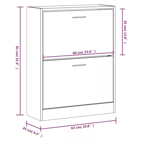  szürke sonoma színű szerelt fa cipősszekrény 63x24x81 cm