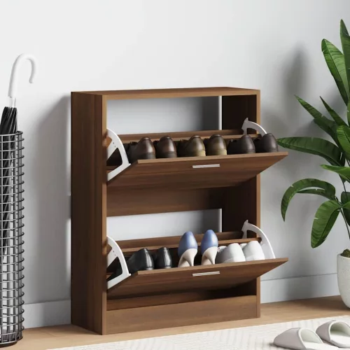  barna tölgyszínű szerelt fa cipősszekrény 63x24x81 cm