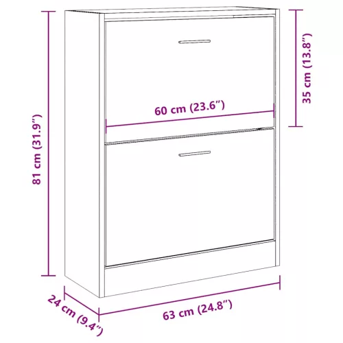  barna tölgyszínű szerelt fa cipősszekrény 63x24x81 cm