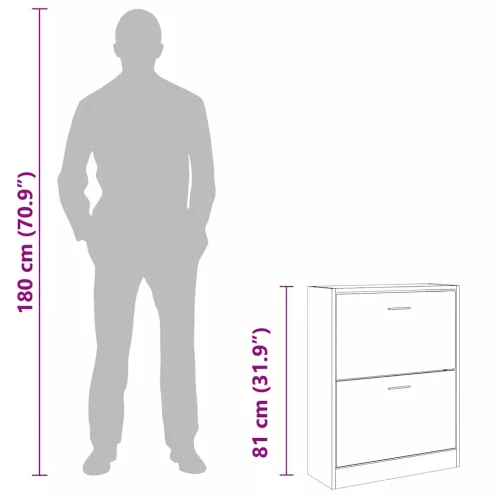  barna tölgyszínű szerelt fa cipősszekrény 63x24x81 cm