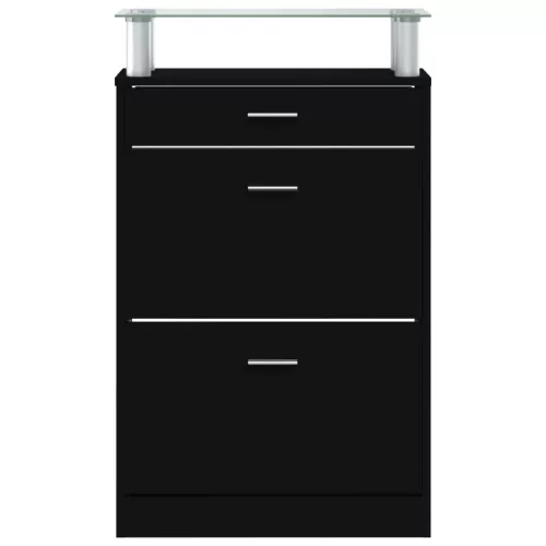  fekete szerelt fa cipőszekrény 63 x 24 x 104 cm