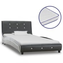 VID szürke műbőr ágy memóriahabos matraccal 90 x 200 cm