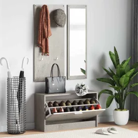  3 az 1-ben betonszürke szerelt fa cipőszekrény szett