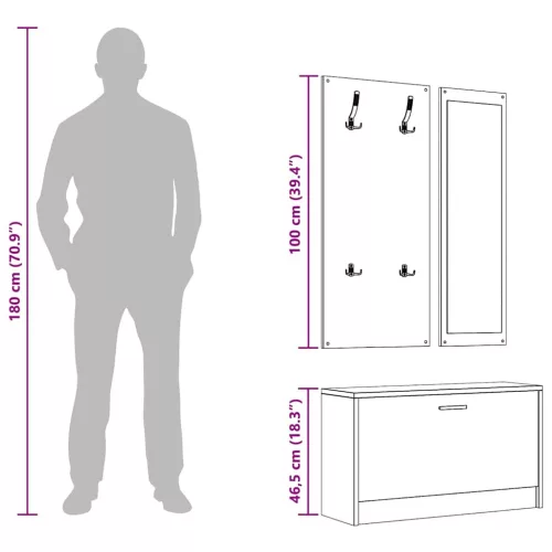  3 az 1-ben betonszürke szerelt fa cipőszekrény szett