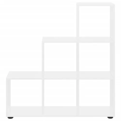  magasfényű fehér szerelt fa lépcsős könyvespolc 142 cm