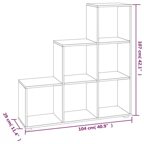  magasfényű fehér szerelt fa lépcsős könyvespolc 142 cm