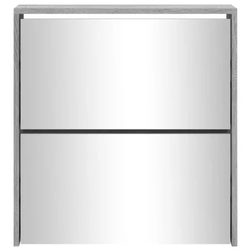  szürke sonoma 2 szintes cipőszekrény tükörrel 63 x 17 x 67 cm