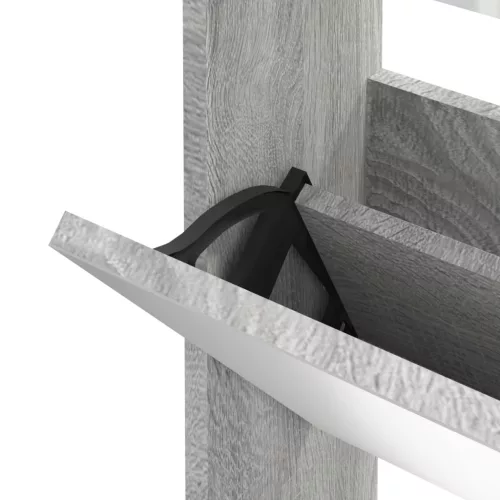  szürke sonoma 3 szintes cipőszekrény tükörrel 63x17x102,5 cm