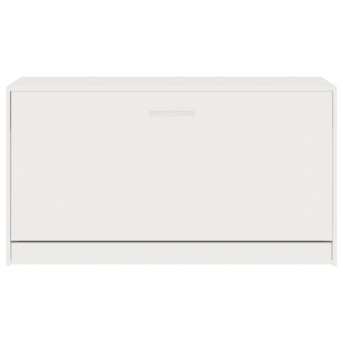  magasfényű fehér szerelt fa cipőtároló pad 80x24x45 cm