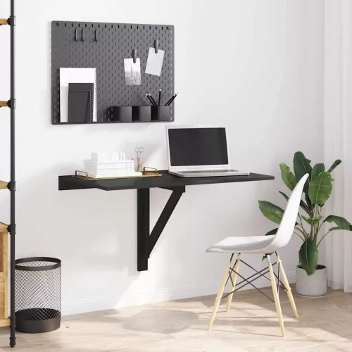  fekete szerelt fa összecsukható fali asztal 100x60x56 cm