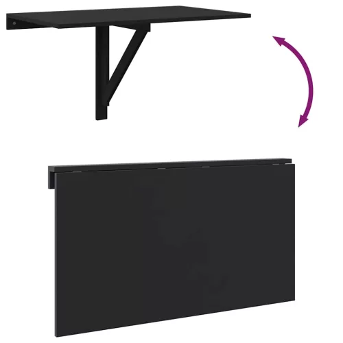 fekete szerelt fa összecsukható fali asztal 100x60x56 cm