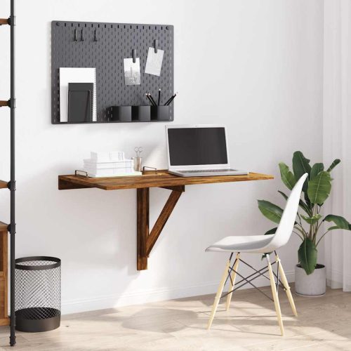  füstös tölgy szerelt fa összecsukható fali asztal 100x60x56 cm