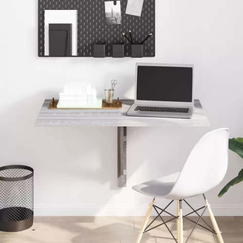  szürke sonoma szerelt fa összecsukható fali asztal 100x60x56 cm