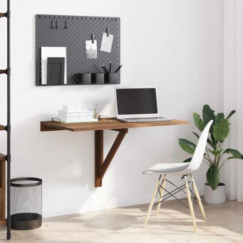  barna tölgy szerelt fa összecsukható fali asztal 100x60x56 cm