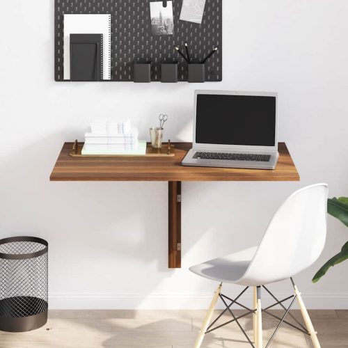  barna tölgy szerelt fa összecsukható fali asztal 100x60x56 cm