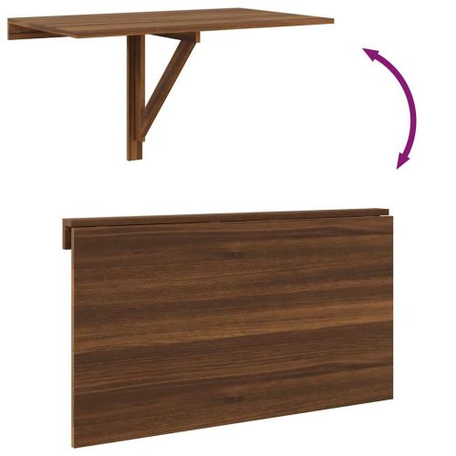  barna tölgy szerelt fa összecsukható fali asztal 100x60x56 cm