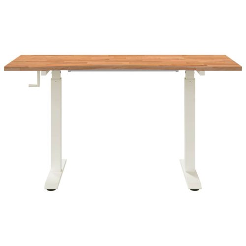  Asztal Fehér és Világosbarna 140 x 60 cm Tömör Tölgyfa