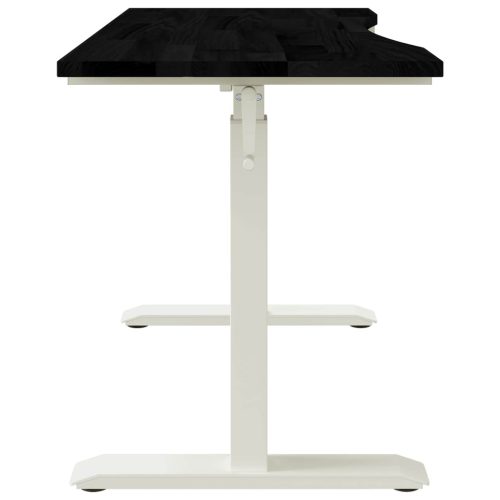  Asztal tárolóval Fehér és Sötétbarna 120 x 60 cm Tömör Tölgyfa