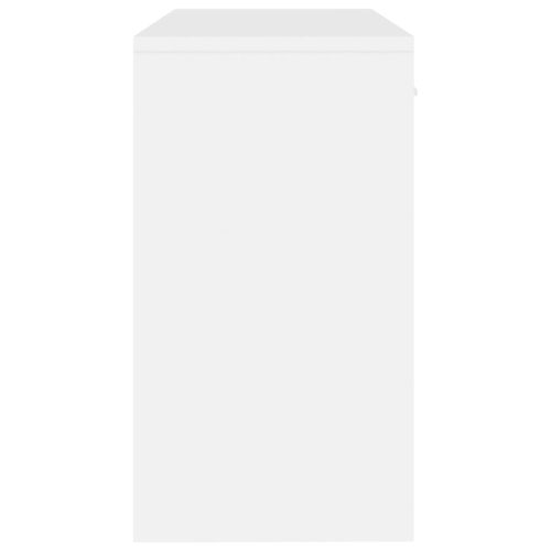  magasfényű fehér faanyag fiókos/rekeszes íróasztal 100x40x73 cm