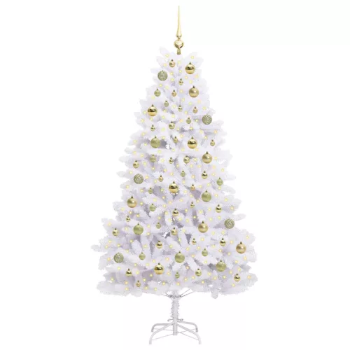  Műanyag Hajtogatós Karácsonyfa Fehér 180 cm PVC és Acél